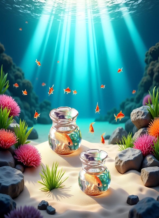Sluswallow 2Pcs Miniature Fish Tank Toy Mini Round Fish Bowls Resin Goldfish Grass for Dollhouse Desktop Craft Project Decor,Mini Fish Bowl,Dollhouse Accessories,Dollhouses Décor - Image 4